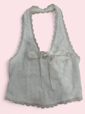 Kimchi Blue Farrah White Eyelet Halterneck Top